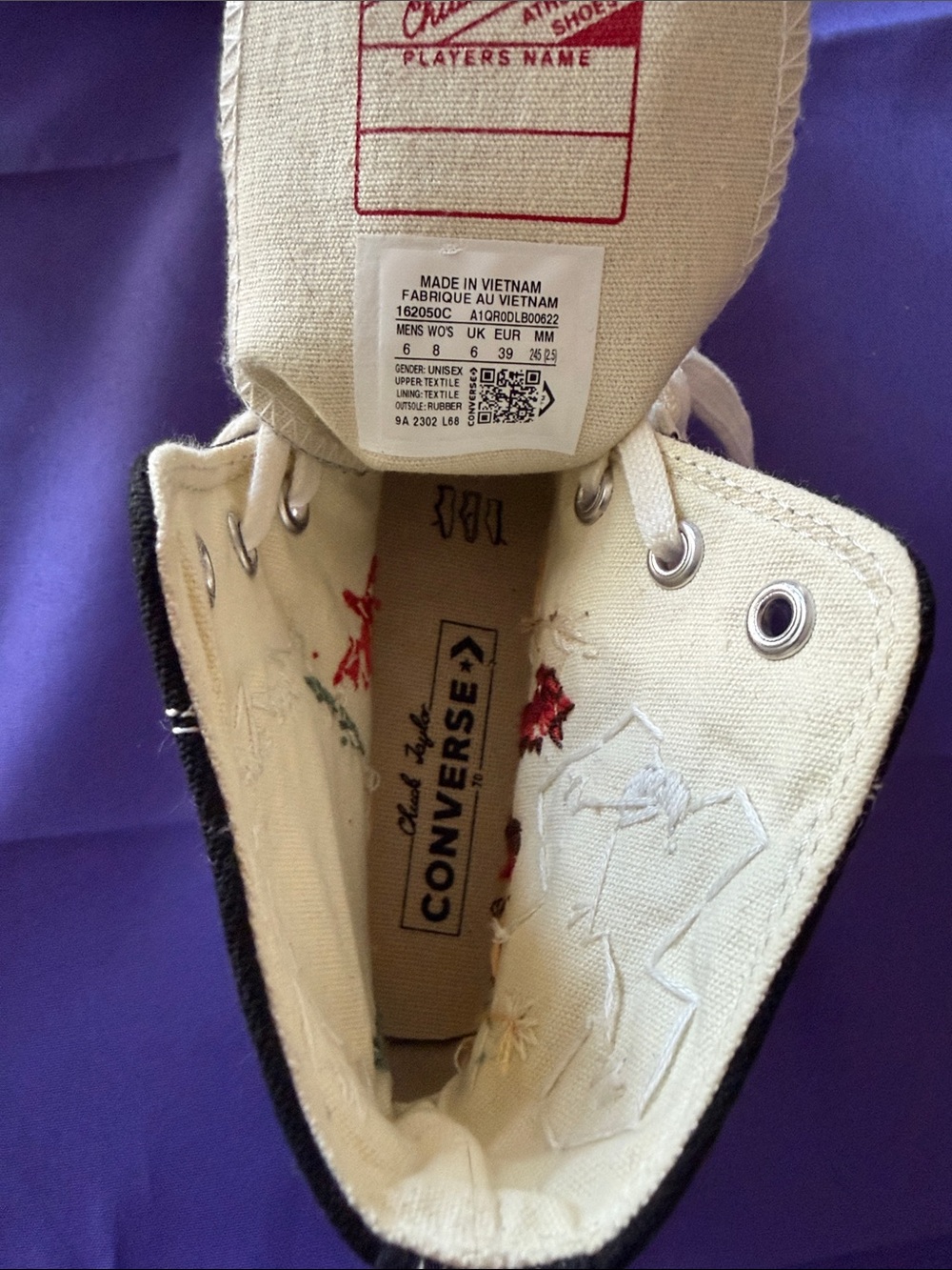 Custom Dragon Embroidered Chuck 70 Canvas Unisex Hightop Sneakers W8 M6 - Picture 10 of 15